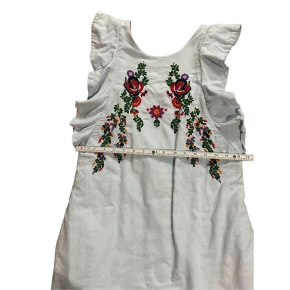 Zara Floral Embroidered Light Blue Dress size M - Picture 5 of 9